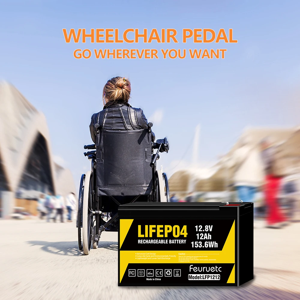12V 12Ah LiFePO4 Lithium Battery, 3000+ Cycles Rechargeable Lithium Battery， Built-in BMS, Perfect for Ride on Toys, Small UPS