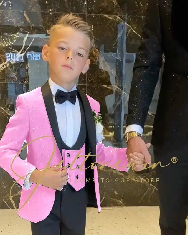 Ragazzi Rosa Abito Da Sposa Bambini Blazer Formale Abbigliamento Set Gentleman Children Day Graduation Chorus Performance Dress Costume