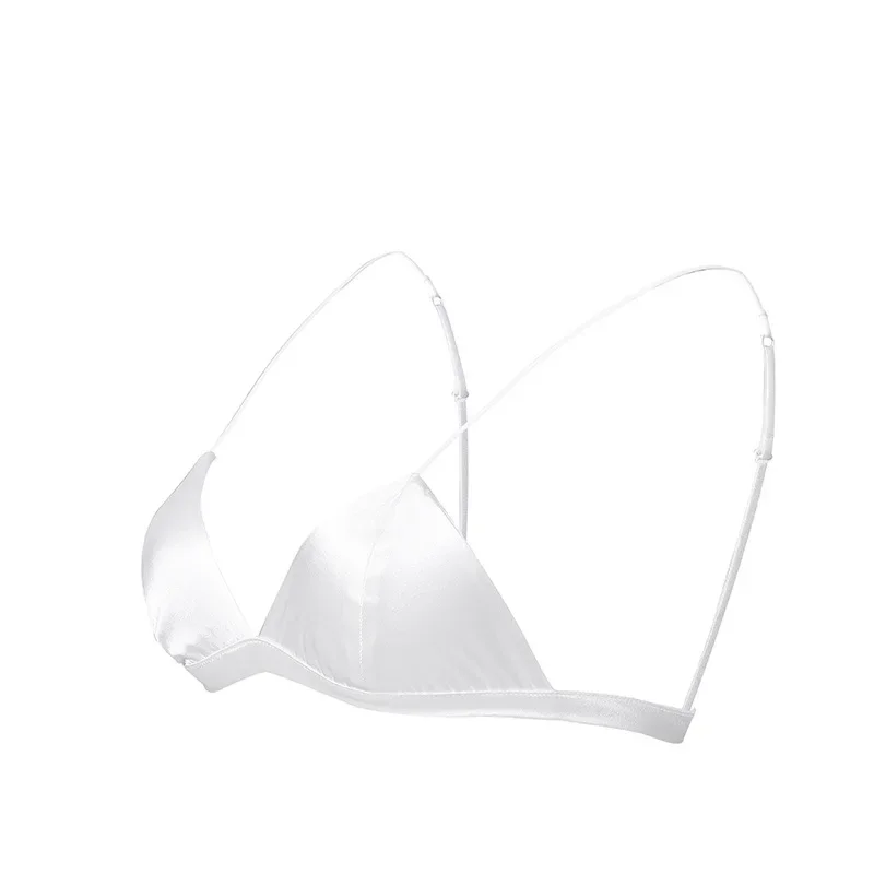 Silk Bra WomenFrench Silk Underwear Women Comfortable No Trace Silk No Steel Ring Triangle Cup Bra Lenceria Para Damas