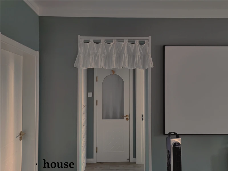 Description Picture 6 of item120*40 Korean Sweet Pleated Lace Short Curtains for Kitchen Solid Tab Top Half Curtains Bow Tie Window Valance Cotton Curtain
