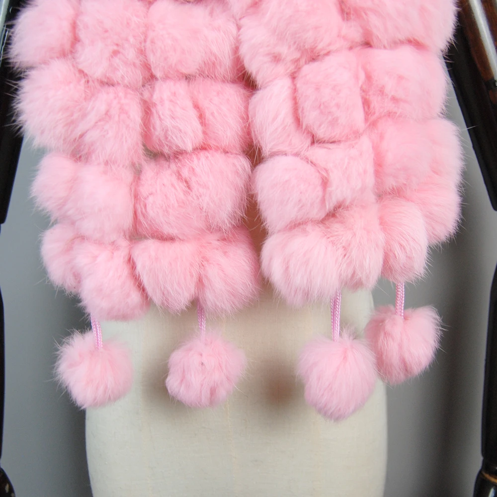 2024 New Fashion Natural Rabbit Fur Scarf Lady Winter Warm Real Rabbit Fur Muffler Women Knitted 100% Genuine Rabbit Fur Scarves
