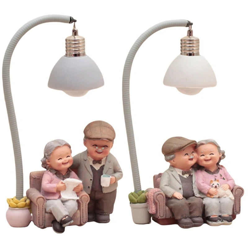 

2x Couple Night Light Ornaments Valentine Wedding Anniversary Gift Home Decor Romantic Resin Ornament Art Craft-A & B