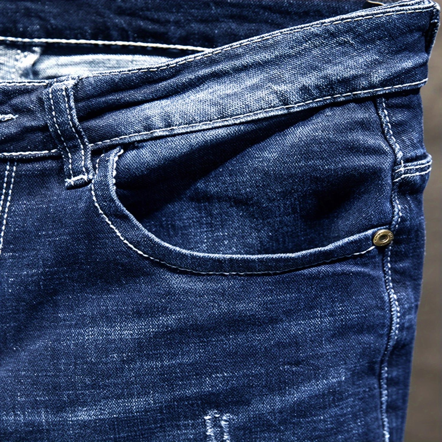 유연한 핏의 남성용 스트레치 슬림 청바지 - 편안함과 스타일을 위한 내구성이 뛰어난 데님, 일상 캐주얼웨어, 다재다능한 전쟁과 쉽게 매치 가능