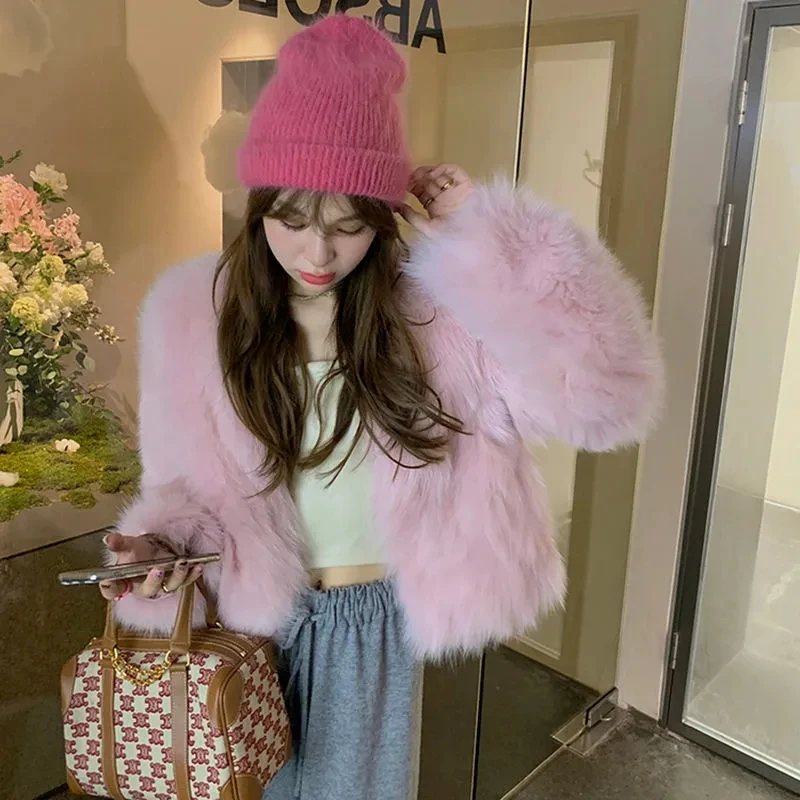 2024 Autumn Winter New Faux Fur Coat Womens Fashion Casual Imitation fox fur coat Womens Short loose comfortable Winter Jacket 6