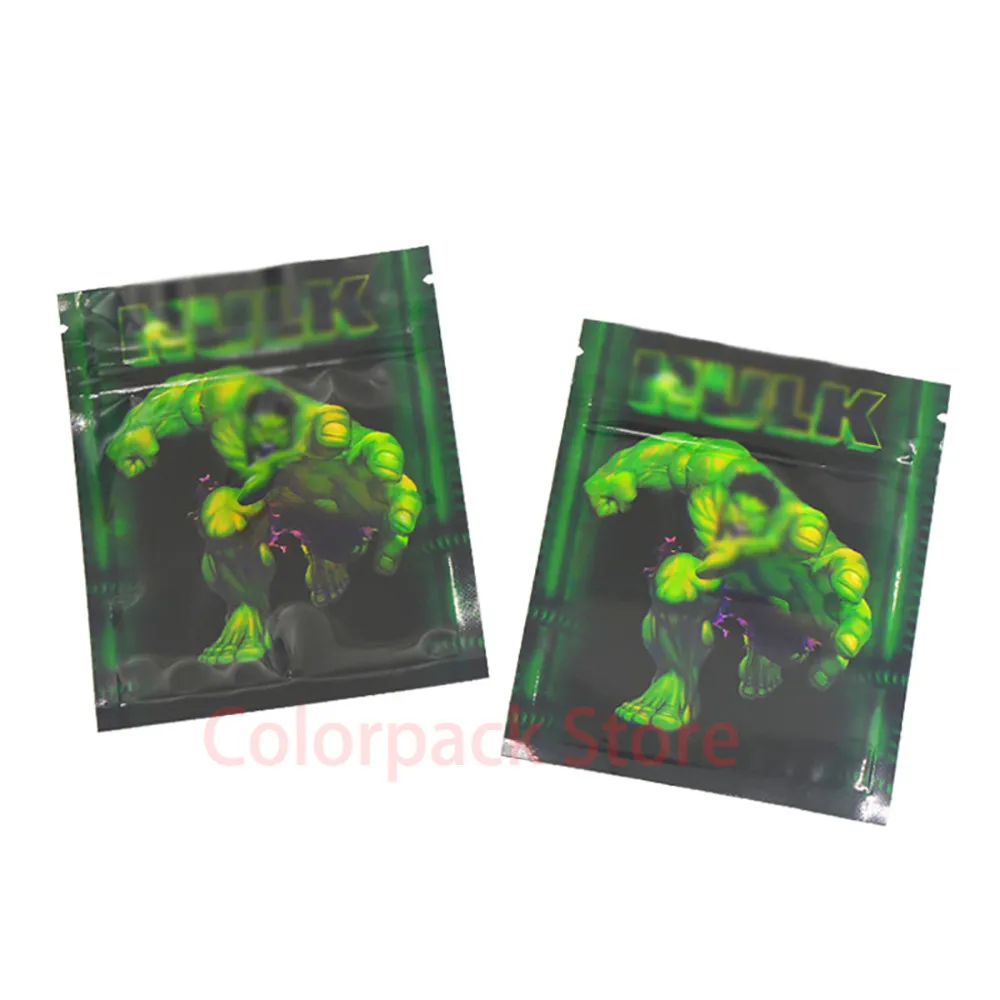 

8.5*10 CM Cartoon Green Man Zip Lock Bags Waterproof Reflective Plastic Edible Food Storage Bag Coffee Beans Candy Package 100