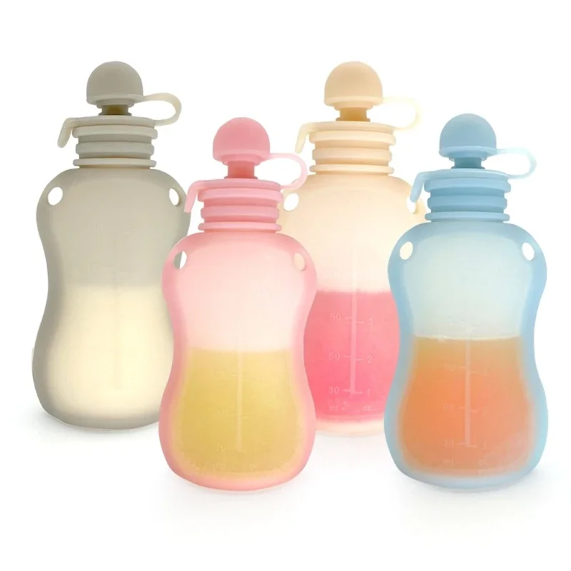 150ml Refillable Baby Storage Bag Silicone Milk Congee Leakproof Organiser Squeeze Storage Container baby food storage containers,portable food storage box,food pouch,breastmilk storage bags