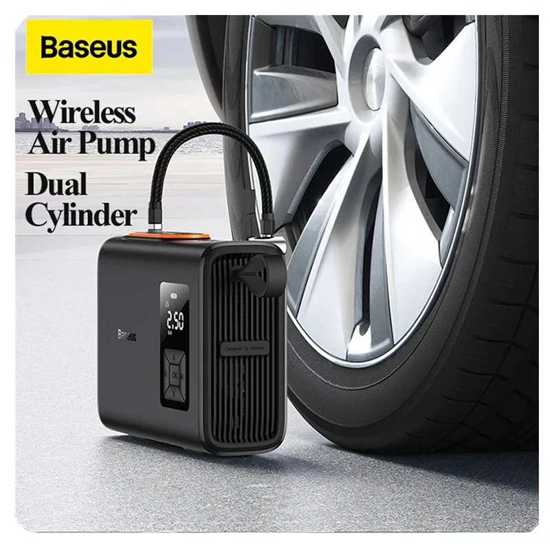Air Pump Baseus Wireless Air Compressor Inflatable Pump Dual Cylinder Electric Tire Inflator Car Motorcycle Bicycle Tyre
