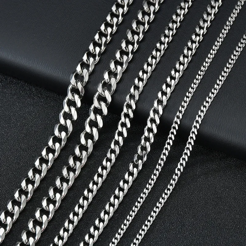 Stainless Steel Necklaces 3.5-7MM Wide For Men Punk Cuban Link Chain Choker Women Hip Hop Fashion Party Jewelry Accessories