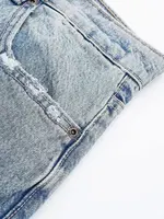 HH 2024 Women's Street Fashion Denim Blue Jeans Distressed Patchwork High Waist Zipper Fly Ripped Retro Long Pants - Image 3