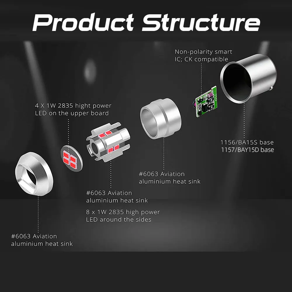 VANSSI 2pcs Ba15S P21W 7506 1156 LED ����, ���� �����Ʈ ���� ���� �� ��ȣ, �극��ũ, ���� ����Ʈ ���׷��̵� 3497 1141 1073