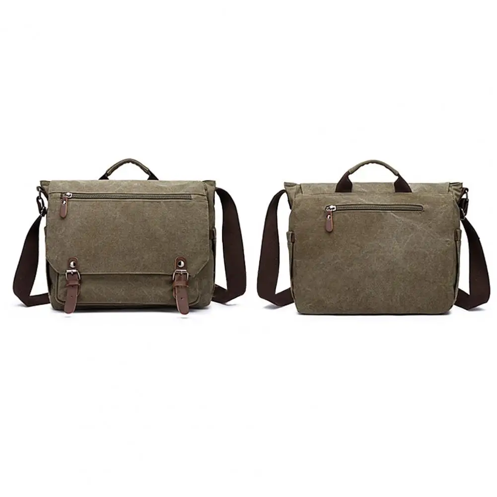 Professional Laptop Bag Men Work Bag Waterproof Canvas Business Briefcase with Shoulder Strap Buckle for Business for 15.6-inch