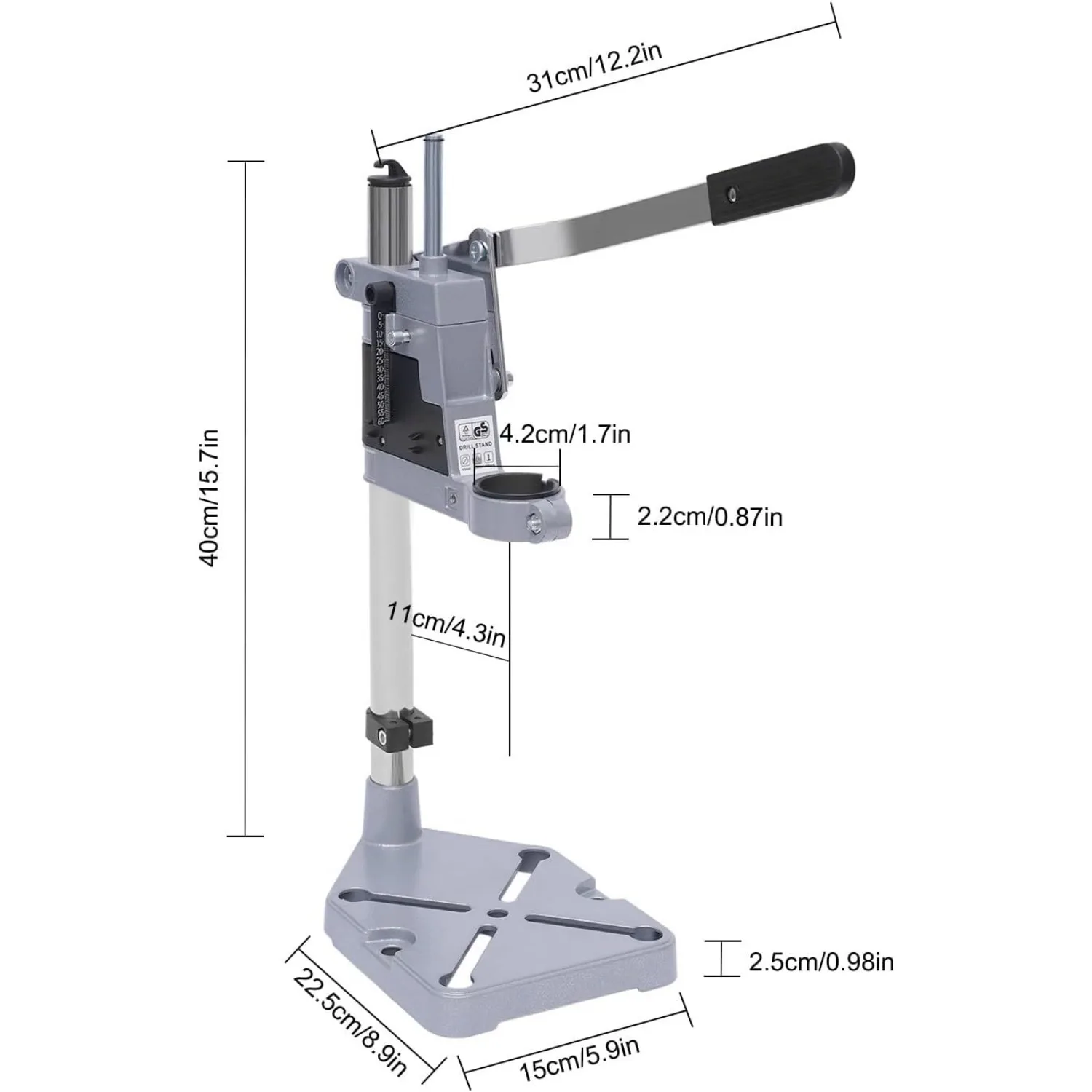Floor Drill Press Adapter for Hand Drill, Portable Aluminium Alloy Universal Benchtop Drill Stand, Silver 3