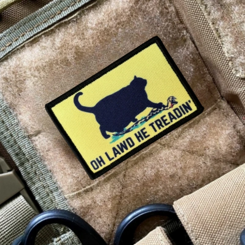 Oh Lawd He Treadin Morale Tactical Patch Cat Printed Hook And Loop 