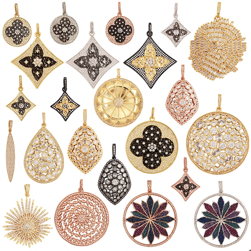 LuxuryClassicsCloverFlowerZirconFocalCharmPendantCreative