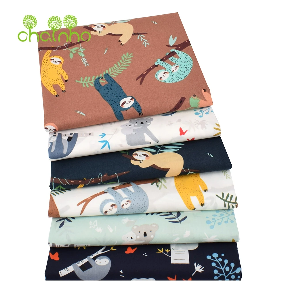 Chainho,Printed Plain Weave Poplin Cotton Fabric,DIY Sewing Quilting Material,Patchwork Cloth,Cartoon Series,3 Sizes,15PC22