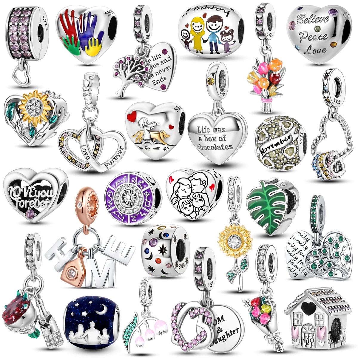 Pandora Necklace 925 Sterling Silver | Charms Charm Sterling Silver ...
