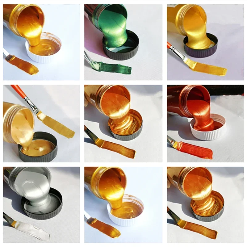 Description Picture 5 of item60ml Gold Paint Metallic Acrylic Paint,waterproof Not Faded for Statuary Coloring DIY Hand Clothes Painted Graffiti Pigments