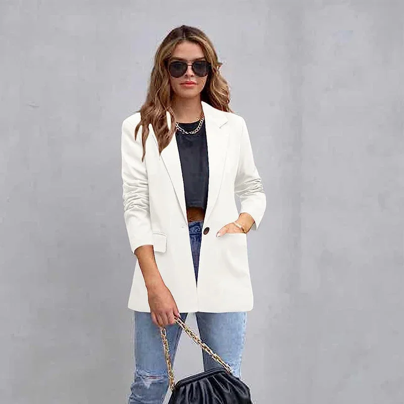 Spring Thin Women's Suit Jacket Solid Color Casual Single-breasted Long Sleeve Blazer Ladies Business Commuting Slim Suit Coat