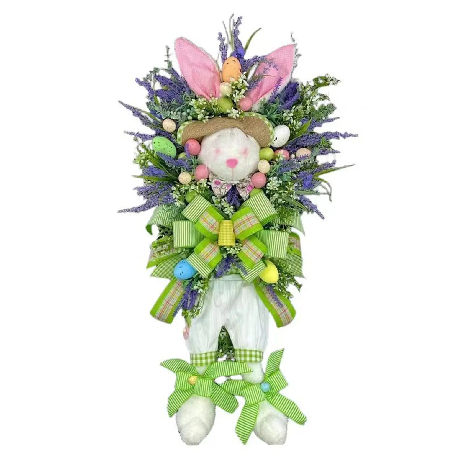 Easter Rabbit Wreath for Front Door Decorative Indoor Outdoor Wall Hanging Ornament for Party Wedding Bedroom Home