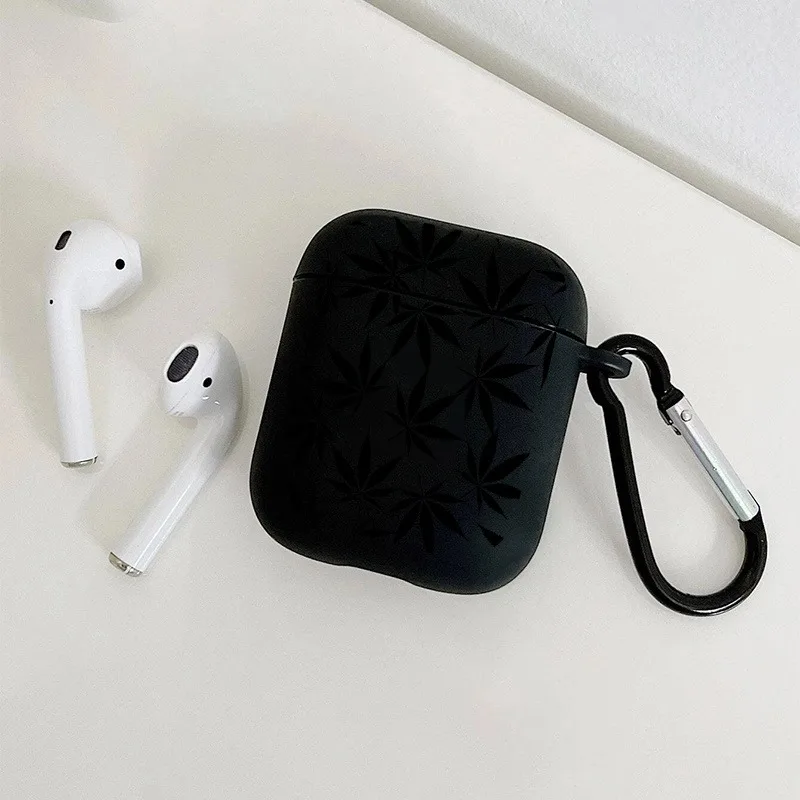 Black Graphic Case for AirPods Pro with Keychain