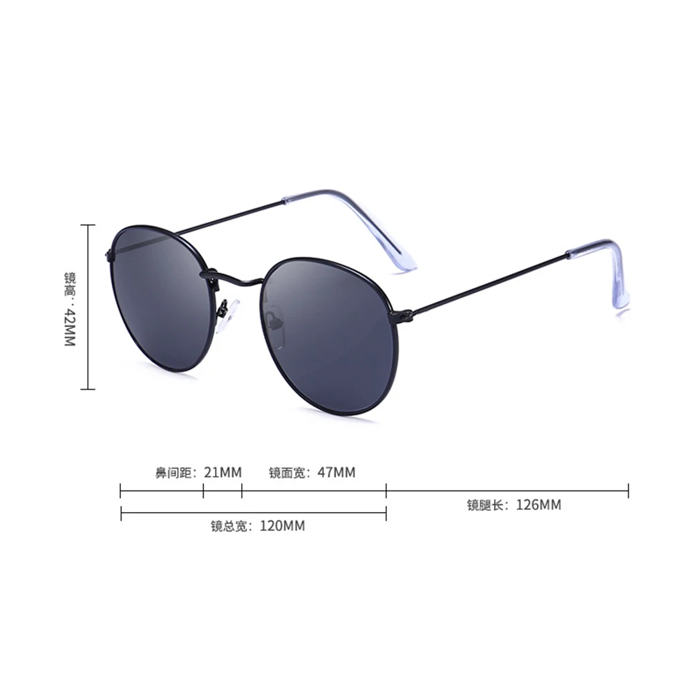 Small size Rose Gold Round Sunglasses Women Fashion Brand Designer Metal Frame Vintage Mirror Sun Retro Glasses Female UV400