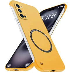 Magnetic Slim Frameless Matte Phone Case - Anti - Scratch & Shockproof Hard PC Cover - OPPO Reno4 SE (Yellow)