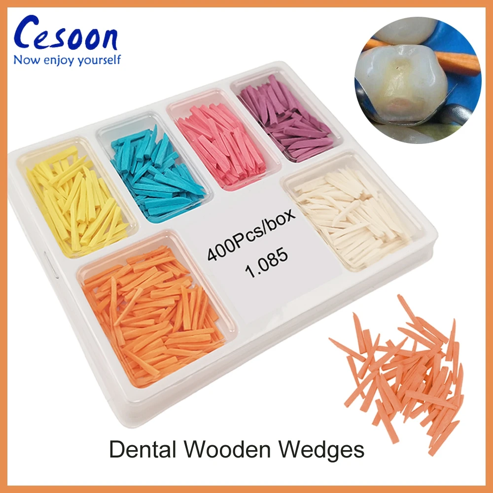 

400Pcs/Box Dental Wooden Wedges Disposable Tooth Gap Restoration Interdental Composite Contoured Wood Wooden Wedges Dentist Tool