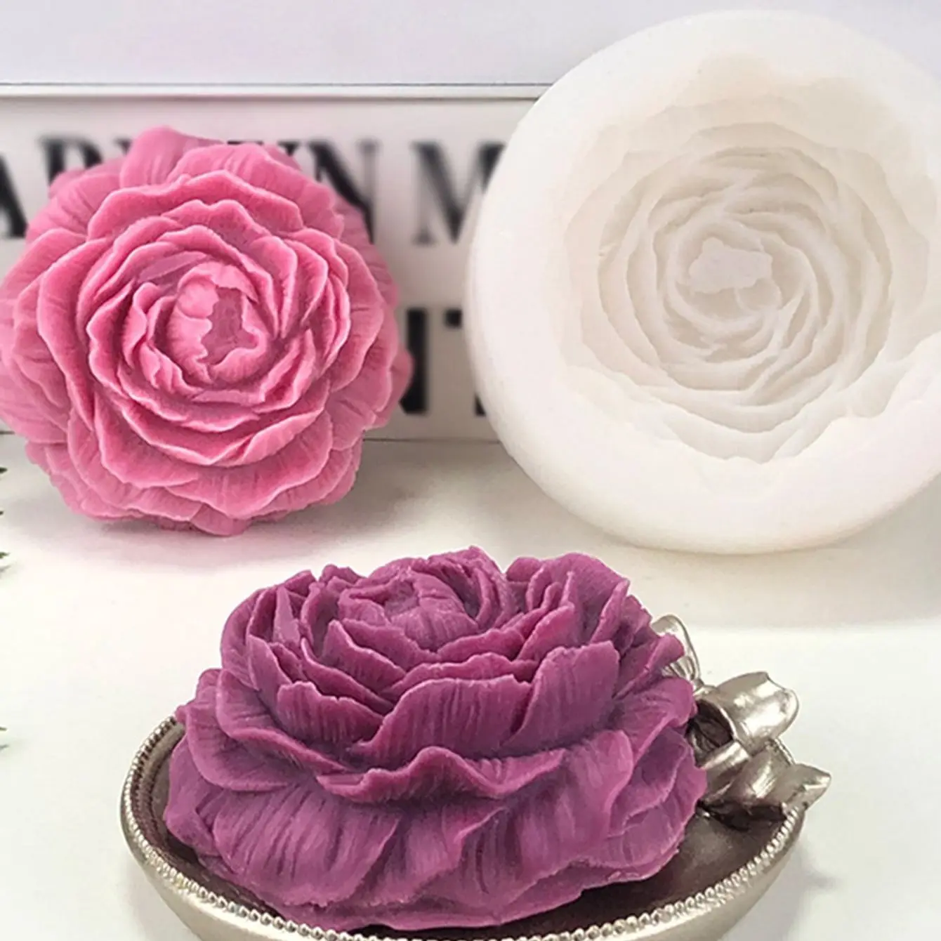 3D Large Peony Silicone Candle Mold DIY Handmade Creative Flower Aromatherapy Plaster Resin Soap Making Supplies Kit Home Gifts
