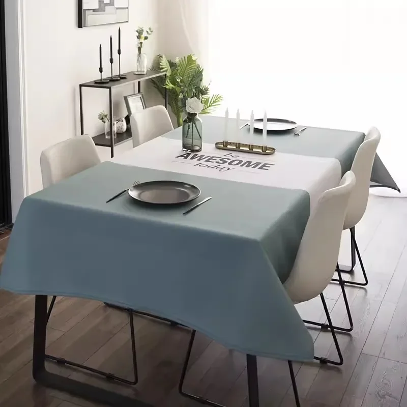 

ZXC047 PVC Imported dining table cloth with oil proof, waterproof, light luxury and high-end feel, rectangular tablecloth with