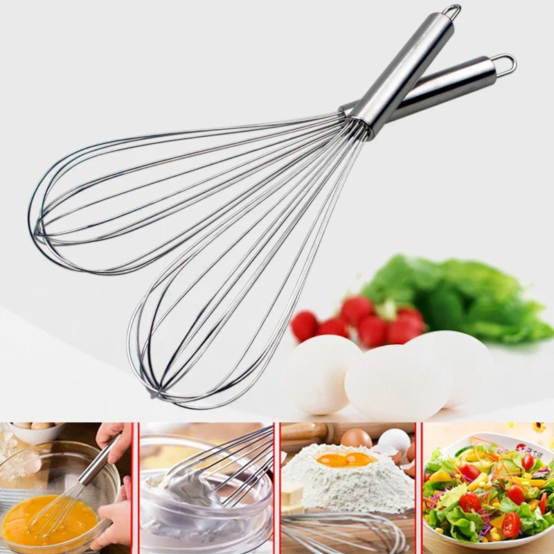 12" Stainless Steel Manual Whisk Butter Butter Flour Mixing Stainless Steel Balloon Whisk Cream Mixer Stirring Milk Egg Beater