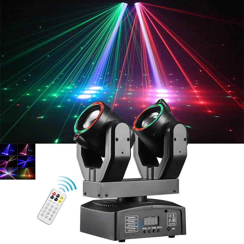100W RGBW Double Head Moving Head Beam Rotating Light Remote Control RG Laser St