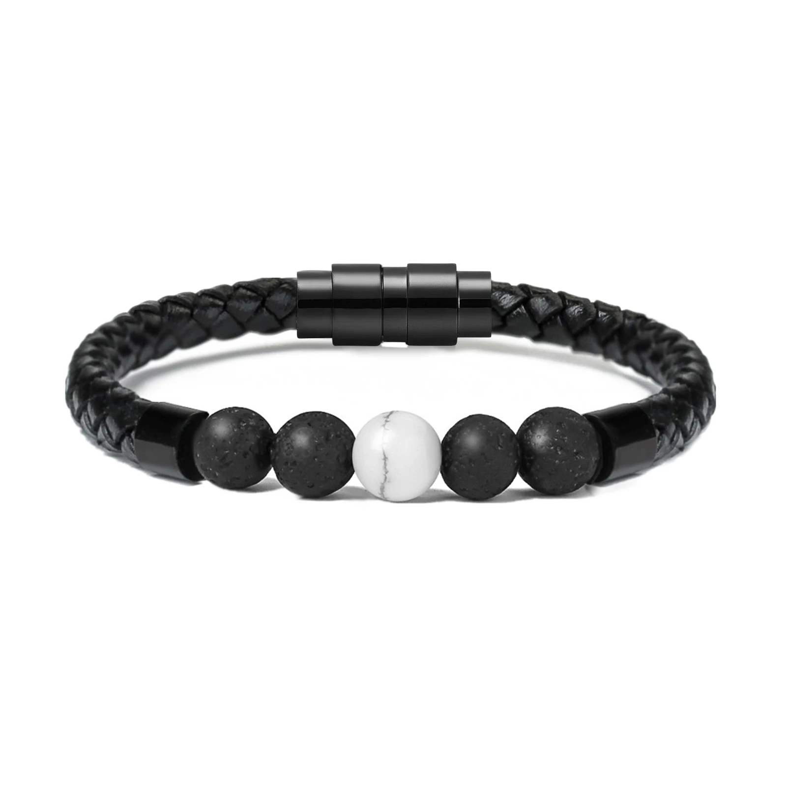 Cremation Jewelry Lava Stone Urn Bracelet for Ashes for Women Men Genuine Leather Memorial Bracelet for Human/Pet Ashes