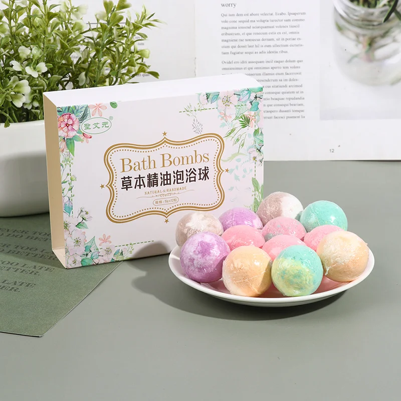 12Pcs Organic Bath Bombs Gift Set Natural Mini Handmade Bathing Foot Spa Bomb Rich Essential Oils for Moisturizing Skin Scents