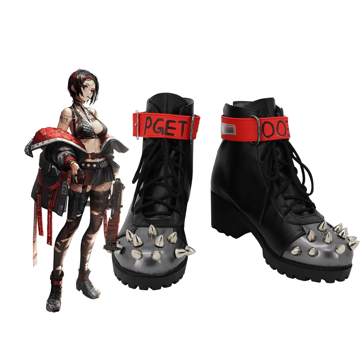 

NIKKE The Goddess of Victory Crow Cosplay Shoes Black Boots Custom Made Any Size