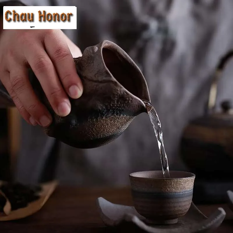 200ml Burn Pitcher Handmade Retro Japanese Style Stoneware Public Cup Fair Cup Tea Pot Ceramic Kung Fu Tea Set Tea Set