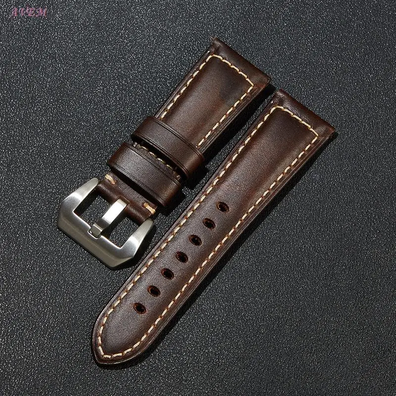 

Premium Italian Vintage Oil Wax Genuine Leather Strap 20/22/24/26mm Stainless Steel Buckle Men Replacement Bracelet Watch Band
