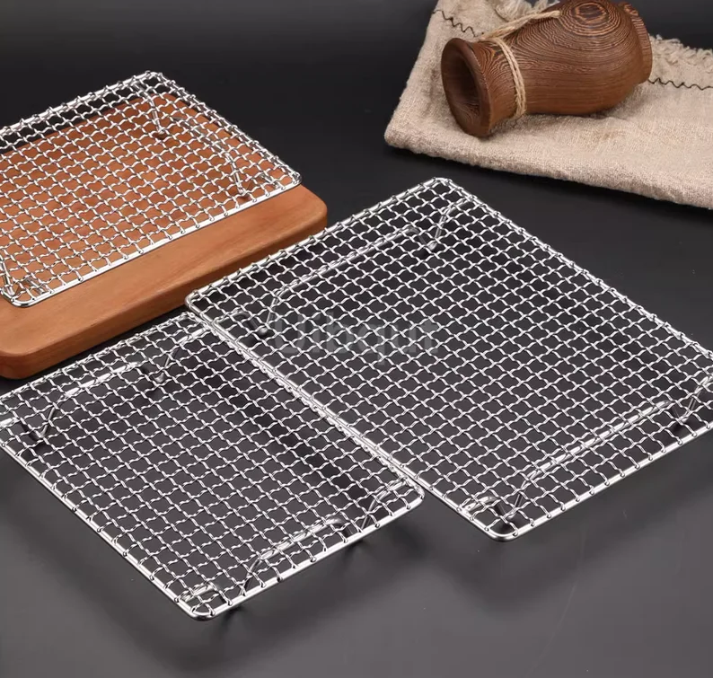 304 stainless steel oven square barbecue bbq mesh rectangular baking tool oil draining rack cake drying rack cooling tray