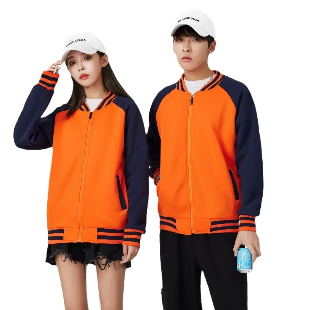 Customizable Long Sleeve Thickened Sweatshirt Cardigan Printed Baseball Jersey for Group Autumn Winter Workwear Outerwear