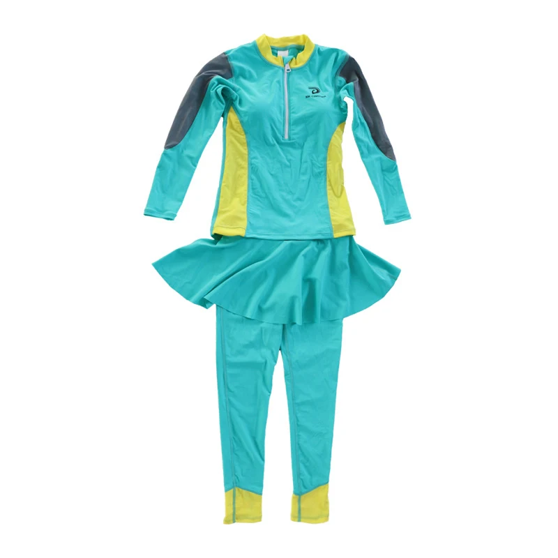 Muslim Swimwear For Girls Front Zipper Modest Long Sleeve