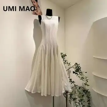 UMI MAO Summer New Dress Femme With Niche Design French Hollow Lace Slim Fit Sleeveless Large Swing Dress For Women Y2K 1
