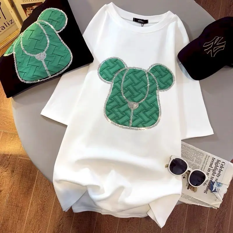 

Женская футболка с коротким рукавом, Повседневная Свободная футболка из 100% хлопка, в Корейском стиле, Y2k, весна-лето 2024