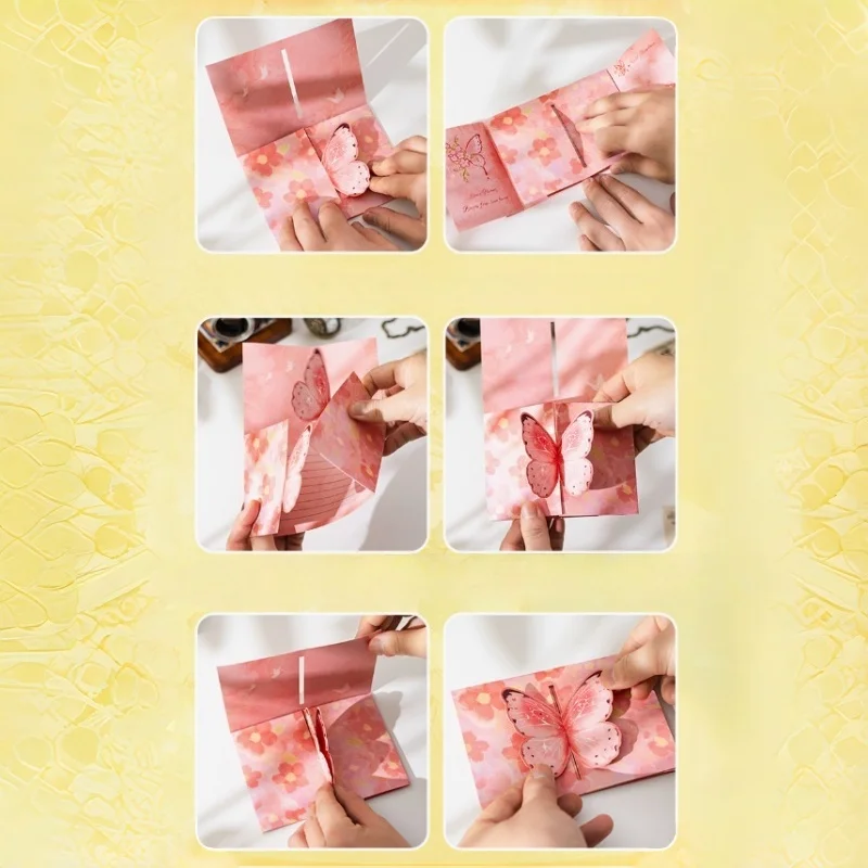 귀여운 나비 봉투 세트 - 커플, DIY, 휴일 깜짝 선물, 생일, 파티 및 로맨틱 선물을 위한 손글씨 카드