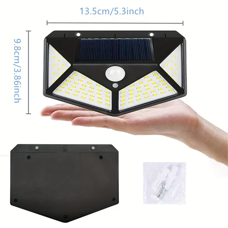 Description Picture 3 of item1/2/4pcs,Solar Outdoor Lighting Exterior Wall Lamp, Courtyard Exterior Wall Guide Lamp, 100LEDs Solar Wall Lamp