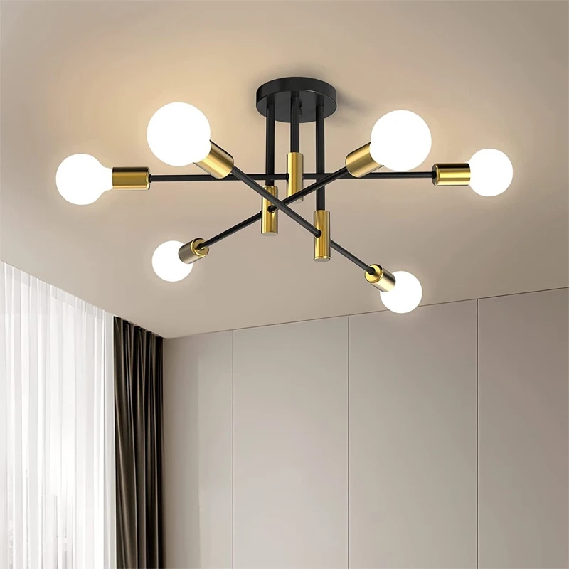 Modern Ceiling Lamp E27 Decor Home Lighting Fixture Retro Industrial Chandelier Wrought Iron Decoration Pendant Light Ceiling