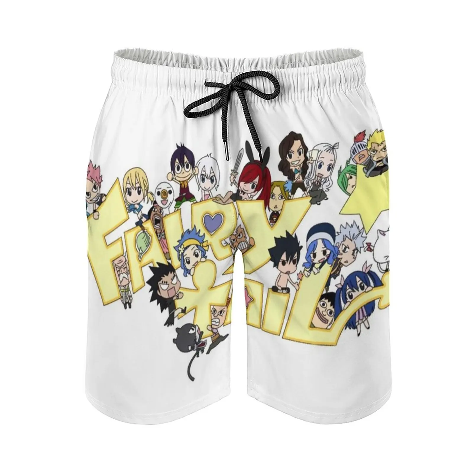 Chibi Fairy Surfing Beach Shorts Men'S Boardshorts Patchwork Surf Swim Short Pants Chibi Fairy Tail Fairy Tail Logo Anime Manga