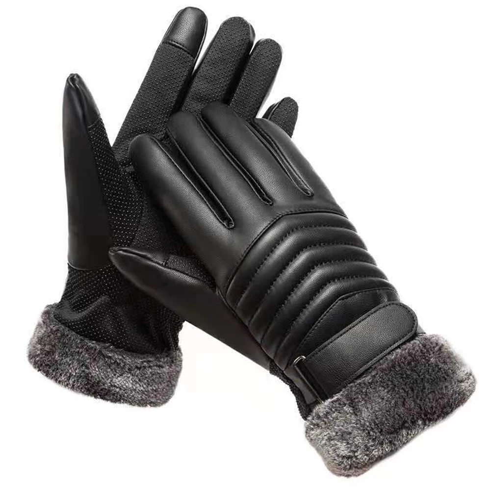 

Winter Velvet Gloves Waterproof Leather Motorcycle Gloves Touch Screen Mittens Glove Touch Screen Ski Gloves for Cycling Skiing