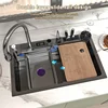 304 Stainless Steel Kitchen Waterfall Sink Digital Display Large Single Sink Dish Basin Sink With Multifunction Touch Waterfall 2