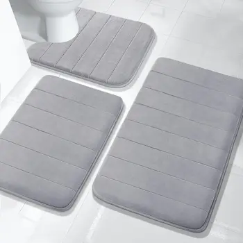 3-Piece Memory Foam Bath Mat Set 1