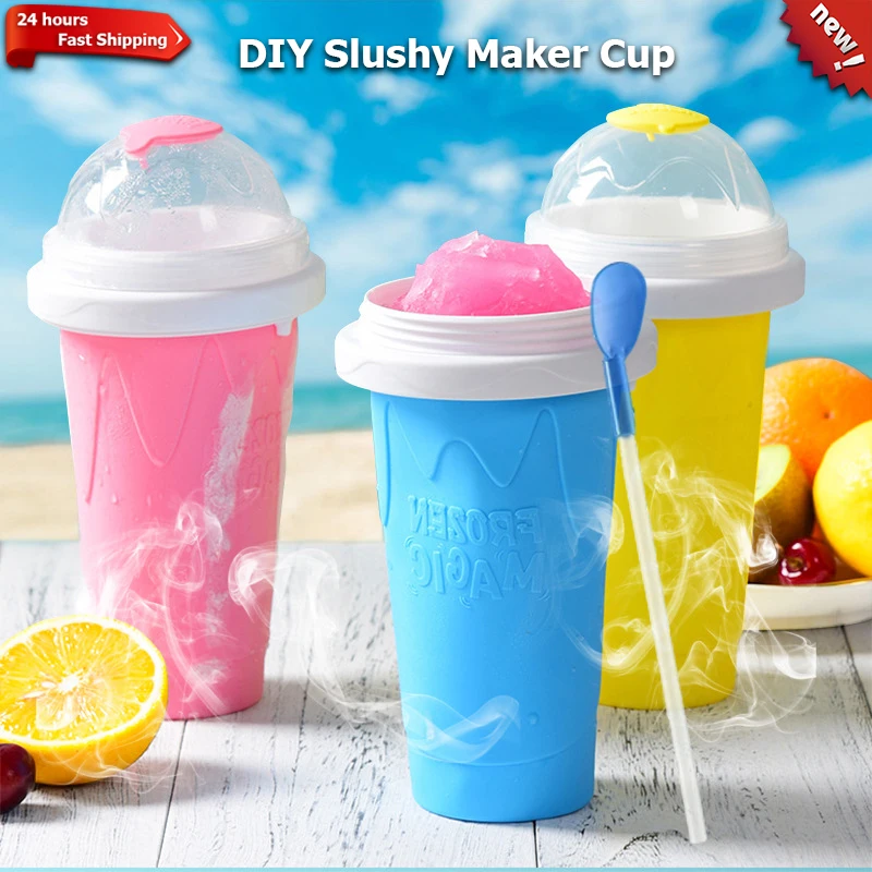 Frozen Magic Slushy Cup Smoothie Cups with Lids and Straws Slushie