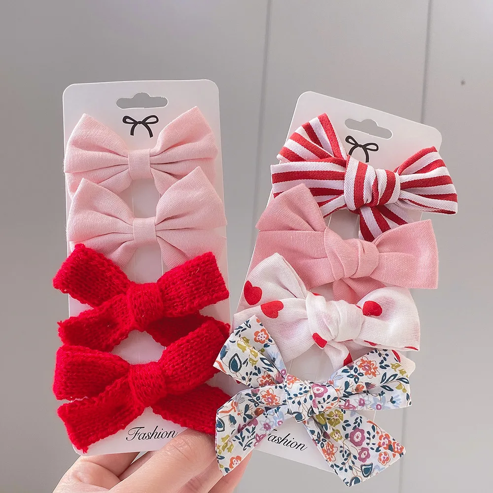 4Pcs/Set Leopard Knitting Hair Clip Cute Bowknot Hair Clips Handmade Hairpins Barrettes for Girls Headwear Kids Hair Accessories high capacity knitted pencil case student makeup kit for girls yarn knitting storage bag